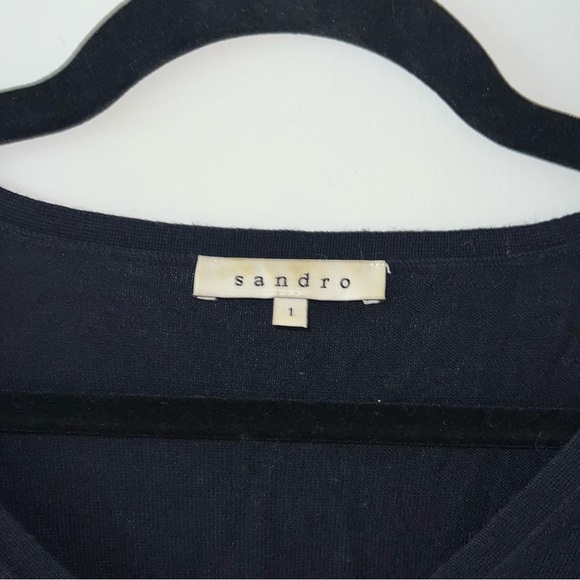 Sandro navy blue black lace asymmetrical sweater - gorgeous size M - Picture 2 of 4